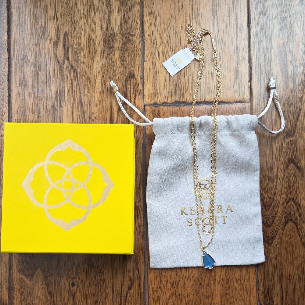 Kendra Scott Gold Necklace with Teal Pendant